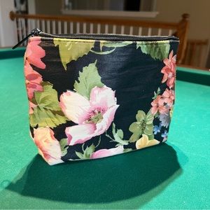 Flowered cosmetic/toiletry zippered fabric case by YKK is 6x8”